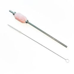 Rose Quartz Straw with Brush