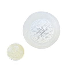 Selenite Sphere with Flower of Life with Quarter