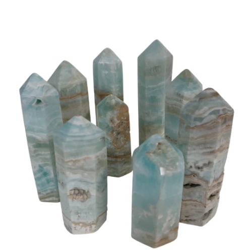 Caribbean Blue Calcite Point standing