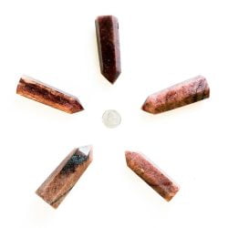 Strawberry Quartz Standing Point Laying with Quarter