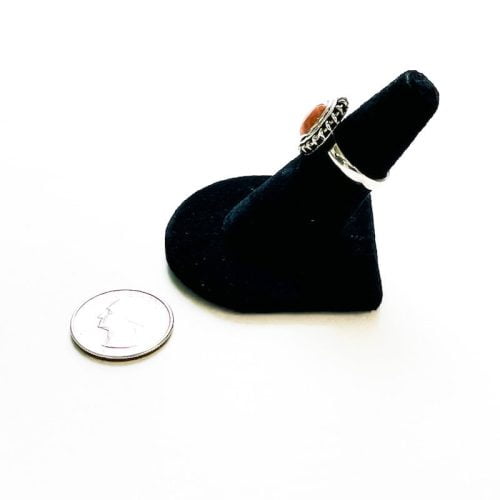 Sunstone Ring Size 6 Side with Quarter