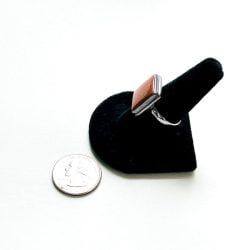 Red Goldstone Ring Size 9 Side with Quarter