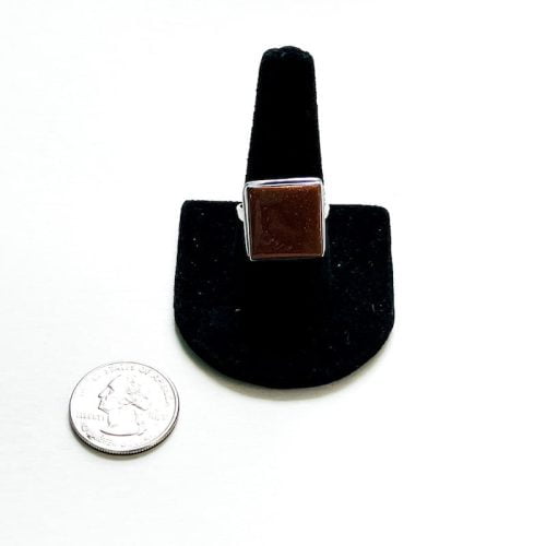 Red Goldstone Ring Size 9 with Quarter