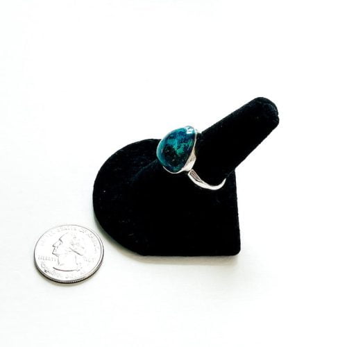Shattuckite Ring Size 9 Side with Quarter