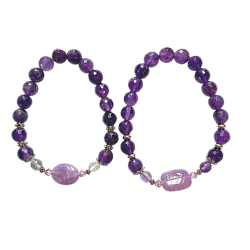 Amethyst Rose Quartz and Chrysoprase Springtime Mother of Pearl Moon & Star Gemstone Bracelets Amazonite
