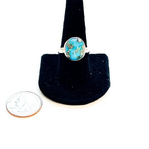 Persian Turquoise Ring Size 10 with Quarter