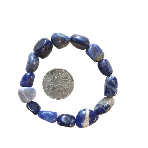 Sodalite Bracelet Tumbled Beads with Quarter