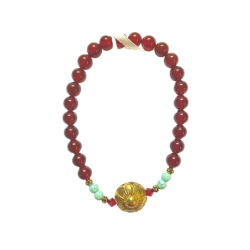 Carnelian Bracelet with dyed howlite and gold-colored accent