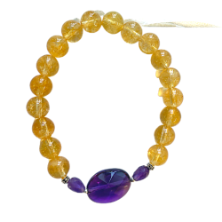 Citrine 8mm with 3 amethyst focal beads TA