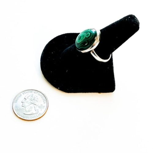 Malachite in Chrysocolla Ring Size 11 Side with Quarter