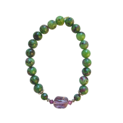 Ruby Zoisite 8mm with Amethyst Focal Bead TA