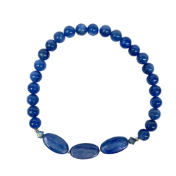 kyanite bracelet with 3 flat oval beads ta