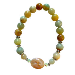 Amazonite Bracelet 8mm mixed colors with moonstone focal