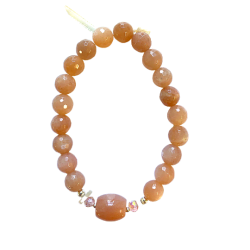 Peach Moonstone faceted 8 mm with Peach Bead Bracelet TA