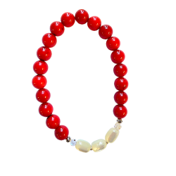 Red Coral Bracelet with Mother of Pearl Focal TA