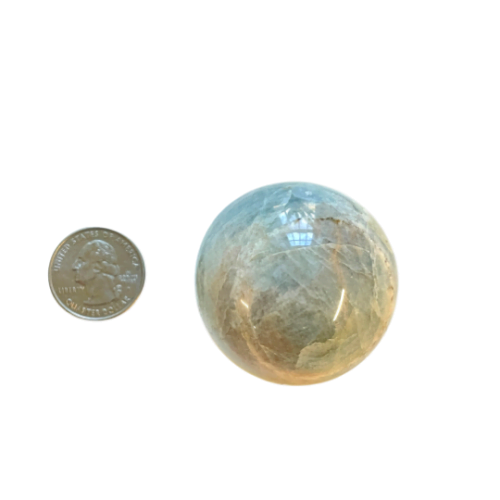 Aquamarine Sphere 2 inch with quarter
