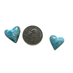 Larimar Heart 1 inch with quarter