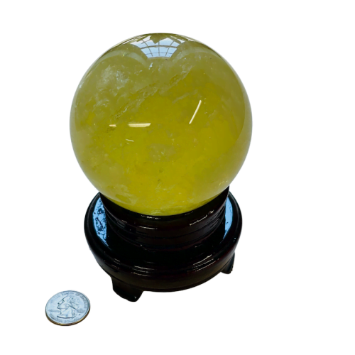 Citrine Sphere with Quarter