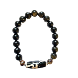 Golden Sheen Obsidian Men's Bracelet
