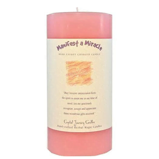 Manifest a Miracle Big Pillar Candle Crystal Journey
