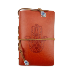 Hamsa Leather Journal Brown