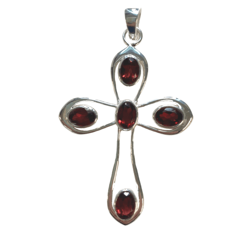 garnet cross pendant