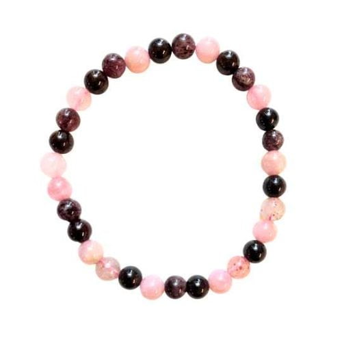 Garnet, Rose Quartz, Strawberry Quartz Bracelet 6mm
