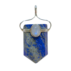 lapis lazuli pendant with rainbow moonstone