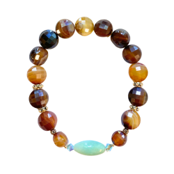 brown stripe agate bracelet ta with amazonite accent