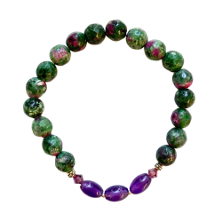 ruby zoisite bracelet with amethyst accents TA