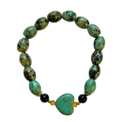 African turquoise bracelet with heart accent ta