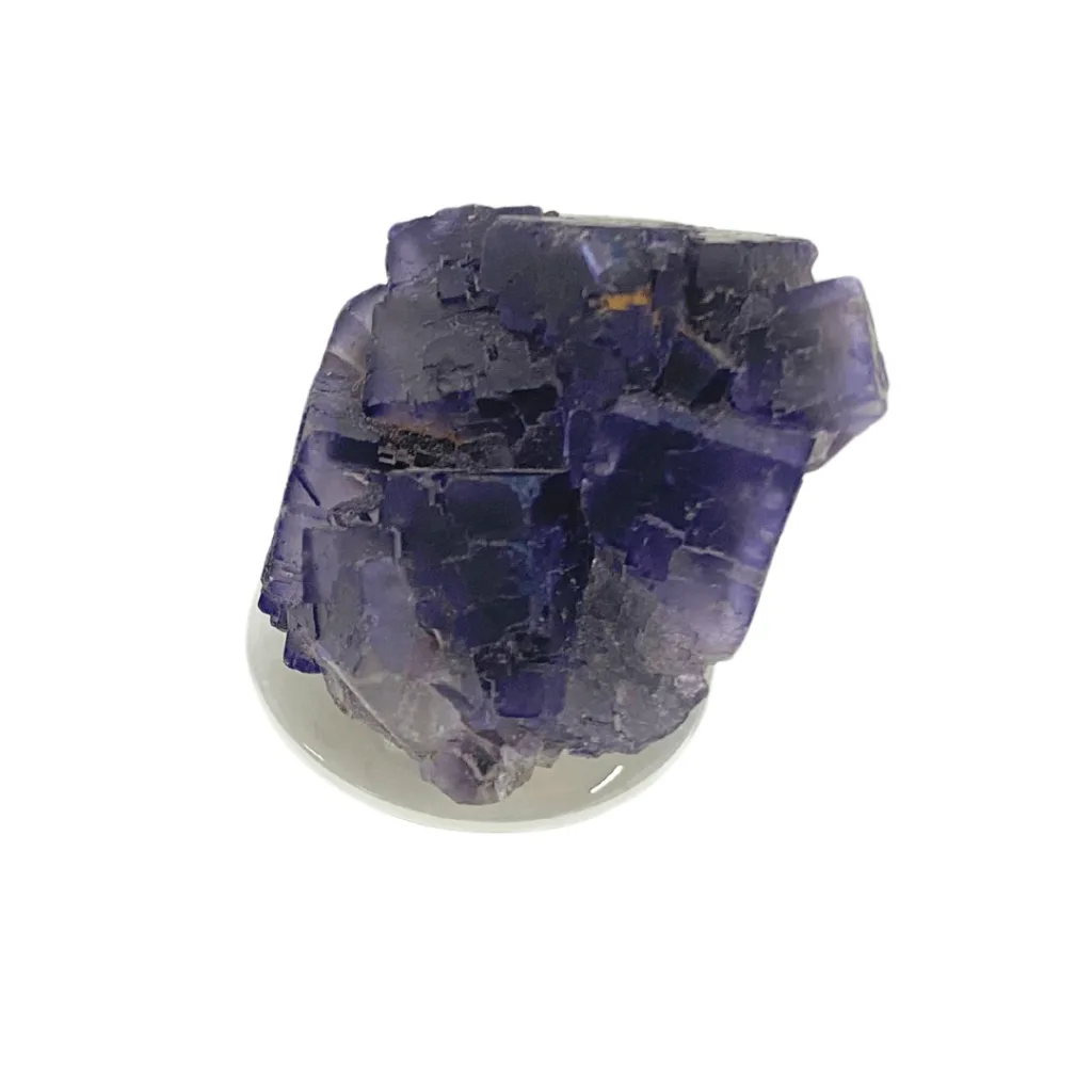 Purple fluorite cluster with stand