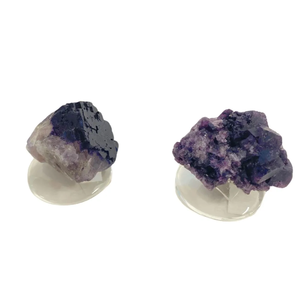 medium purple fluorite cluster with stand