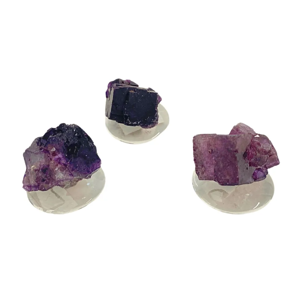 small purple fluorite with stand
