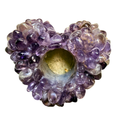 Amethyst Cluster Tealight Holder Heart shaped