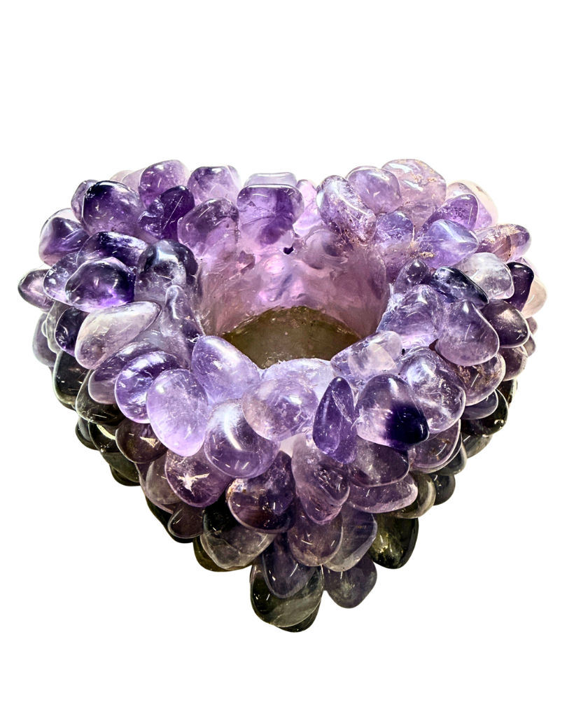 Amethyst Cluster Tealight Holder Heart shaped