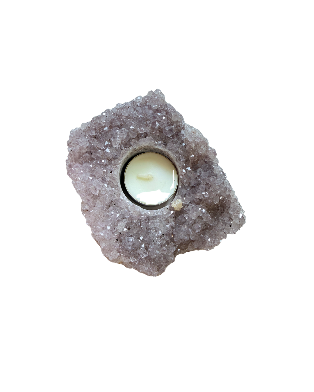 Light Purple Amethyst Cluster Tealight Holder